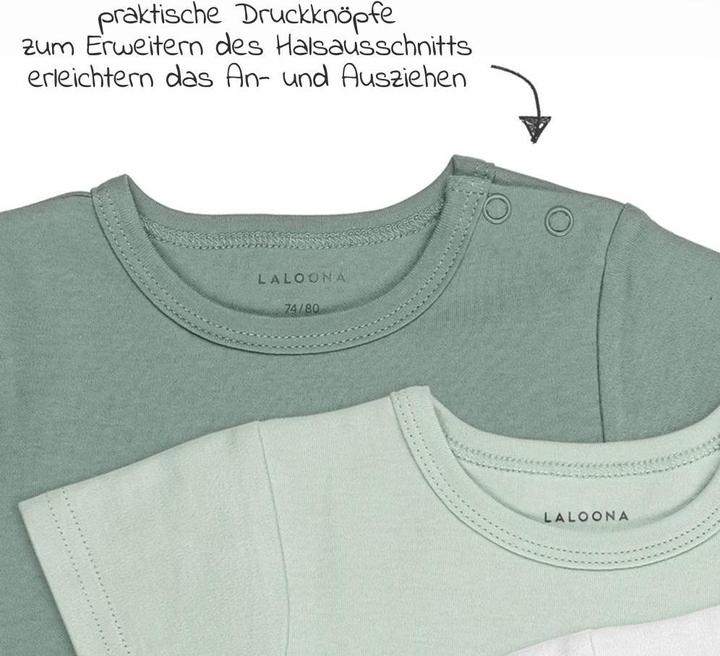 Image du produit La Loona LaLoona Body bébé manches courtes OEKO-TEX® pack de 6 - vert sauge gris (80)