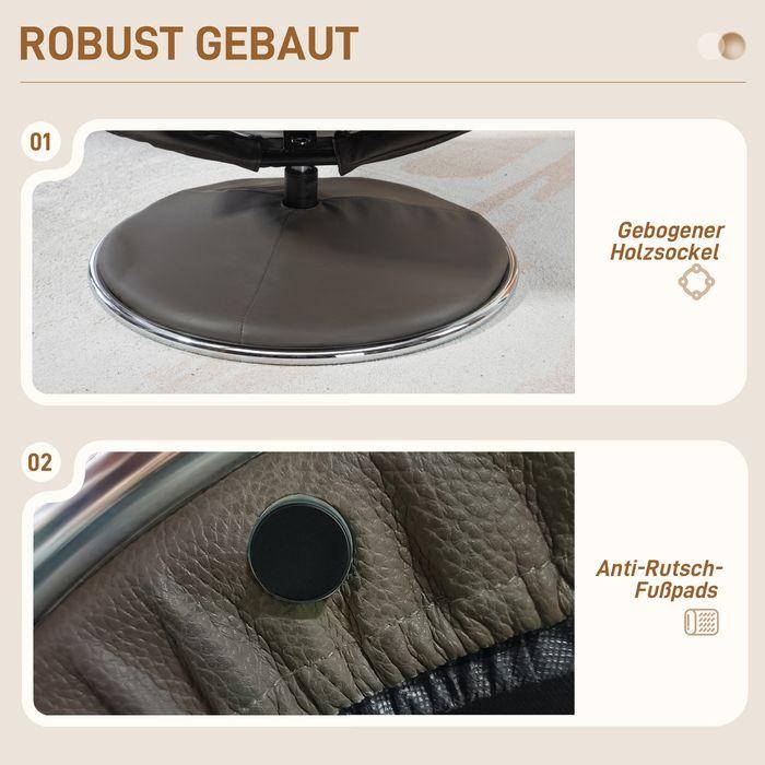 Immagine prodotto Swisshandel24 Poltrona relax con sgabello, funzione reclinabile, funzione dondolo, similpelle, grigio