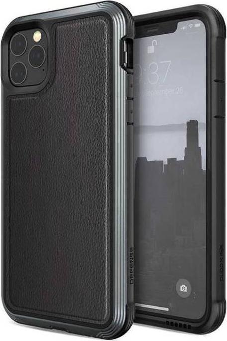 Actual product image Puro DĖKLAS X-Doria Defense Lux aluminiowe do iPhone 11 Pro Max (Drop test 3m) (Juodas Leather) (Apple iPhone 11 Pro Max)