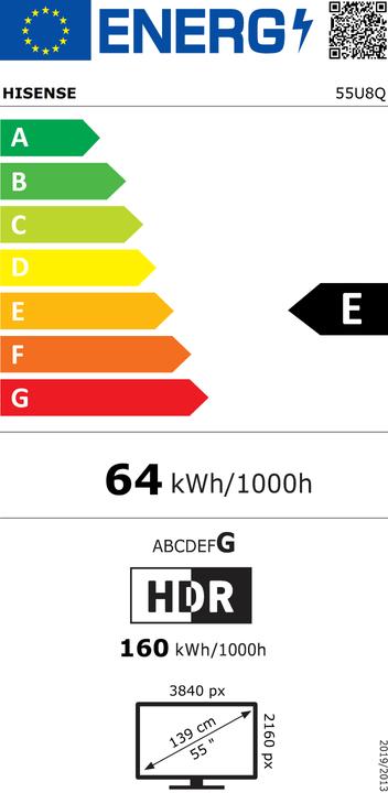 Label énergétique Hisense TV 55U8Q (55", U8KQ, LED, DHU, 2025)