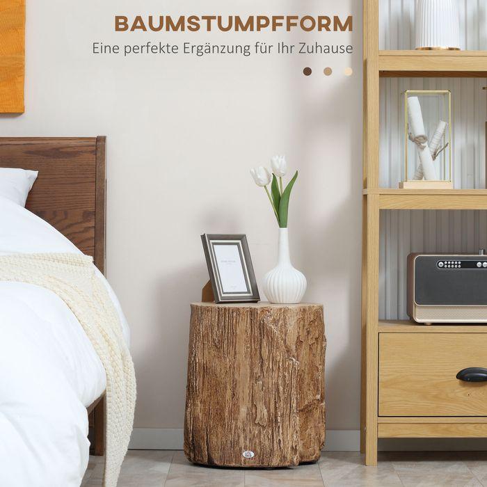 Actual product image Swisshandel24 Side table tree stump look levelling feet 37cmx37cmx43cm concrete brown (37 x 37 x 43 cm)