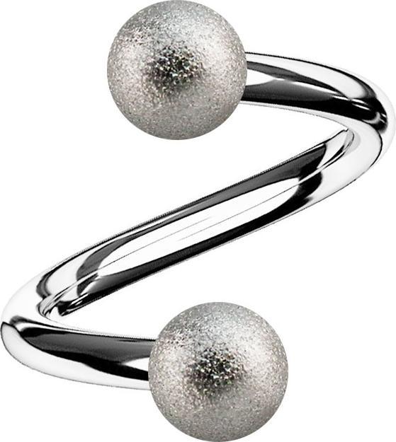 Produktbild Star Piercing Micro Spirale silber mit zwei Kugeln gesprenkelt (ohne Messing, Chirurgenstahl 316L)