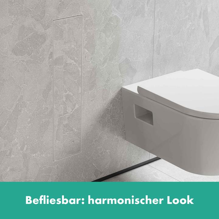 Immagine prodotto hansgrohe XtraStoris Rock portascopino, con ripiano, porta piastrellabile, senza cornice, 145x140x59