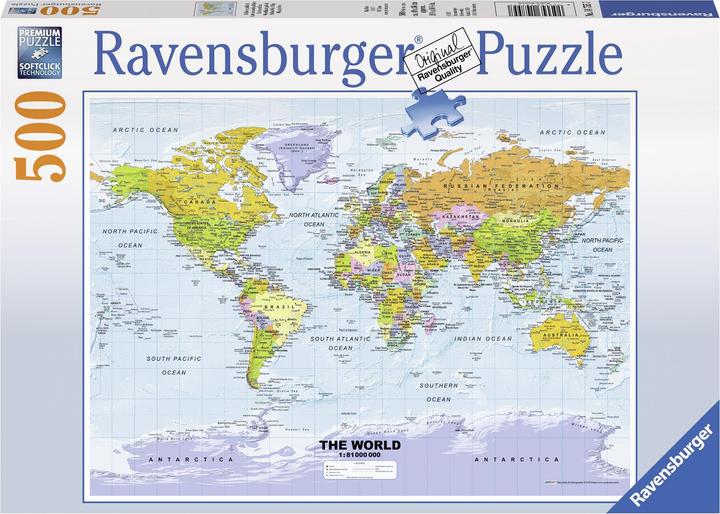 Image du produit Ravensburger Carte du monde, politique (500 pièces)