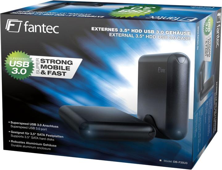 Produktbild Fantec DB-F35U3 Externes Festplattengehäuse aus schwarzem Aluminium (3.5")
