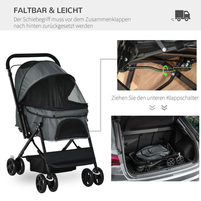 Produktbild Swisshandel24 Hundebuggy Hundewagen Buggy für kleine Hunde und Katzen Haustierwagen Pet Stroller Katzenbuggy Oxfor (Hund, Faltbar)