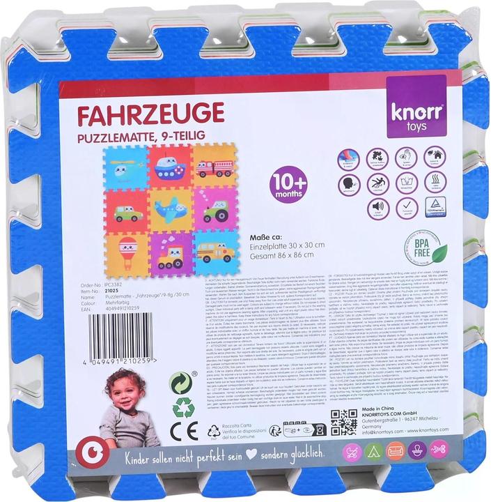 Produktbild Knorrtoys Puzzlematte - „Fahrzeuge“/9-tlg./30 cm (86 x 86 cm)