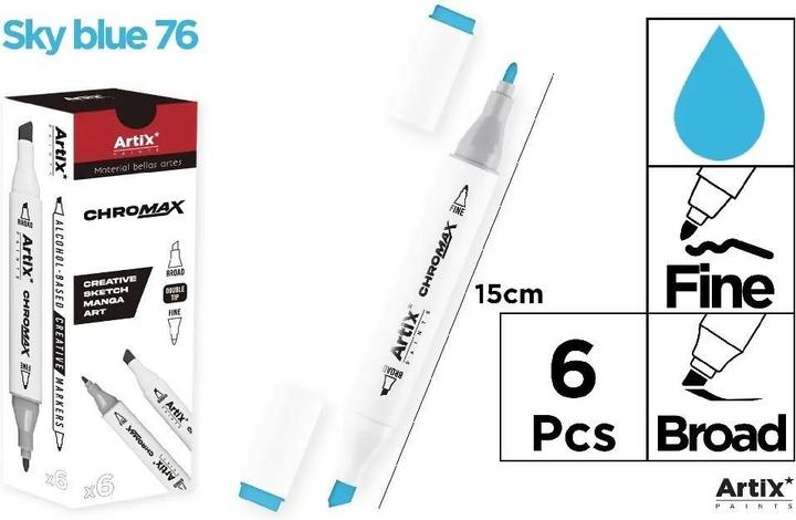 Produktbild Artix Chromax-Marker mit 2 Spitzen. Himmelblau 76 (6 Stück) (Himmelblau, 6 x)