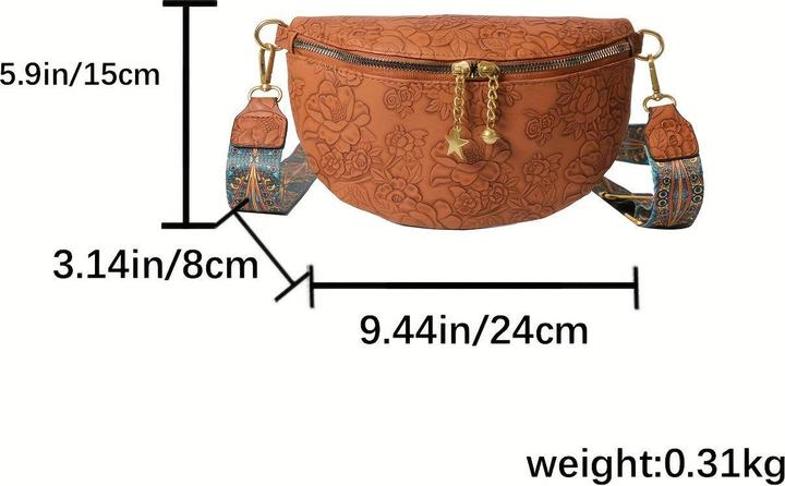 Produktbild Only-Bags.Store Retro Elegante Blumenmuster Crossbody Bag, klassisch strukturiert Ethnic Fancy Pack mit breitem