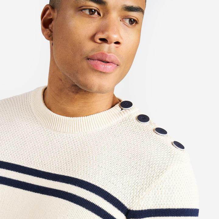 Image du produit Tribord Pull-over voile tricoté homme 100 beige/bleu foncé rayé (XXL)