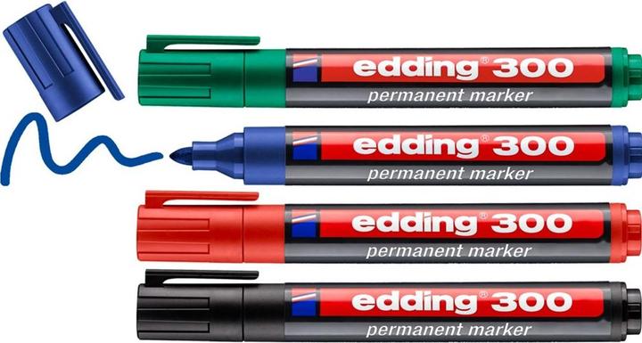 Produktbild Edding 300 Permanentmarker farbsortiert 1,5 - 3,0 mm, 4 St. (Mehrfarbig, 3 mm, 4 x)
