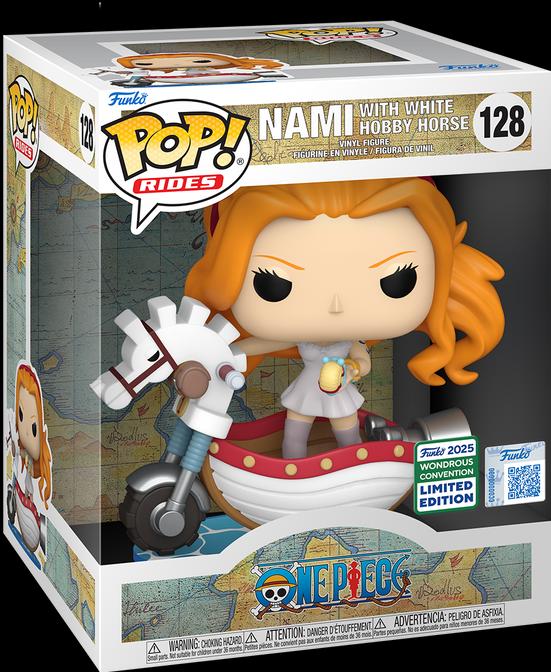 Actual product image Funko POP! Rides Deluxe One Piece Nami with White Hobby Horse Exclusive 2025