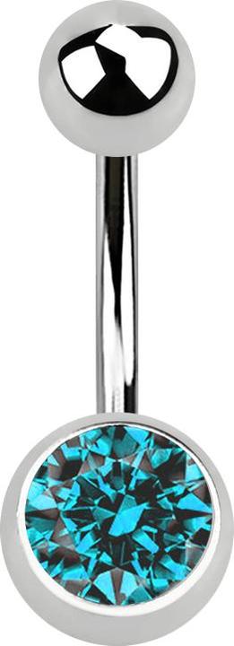 Image du produit Star Piercing Banane argentée avec boule et boule cristal aqua (sans laiton, Acier chirurgical 316L)