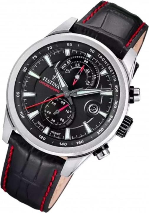 Immagine prodotto Festina Orologio Cronografo Timeless F20695/6 Cinturino In Pelle Nera, Uomo (Cronografo, 316 mm)