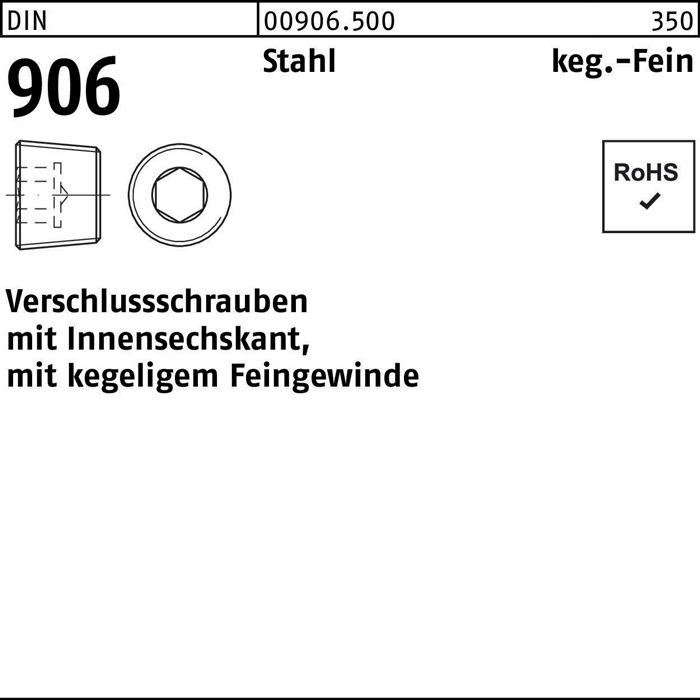 Image du produit Vis de fermeture DIN 906 avec 6 pans creux M 33 x 2 Acier