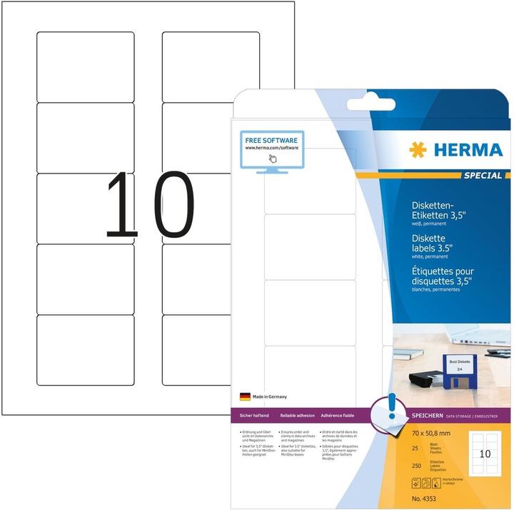 Actual product image HERMA ZIP disc labels A4