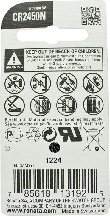 Immagine prodotto Renata Knopfzelle RE2450N CR2450N (1 pz., CR2450, 540 mAh)