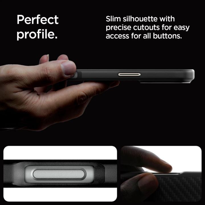 Produktbild Spigen Enzo Aramid Mag Magsafe Hülle für iPhone 16 Pro Max 6,9" schwarz/natur (Apple iPhone 16 Pro Max)