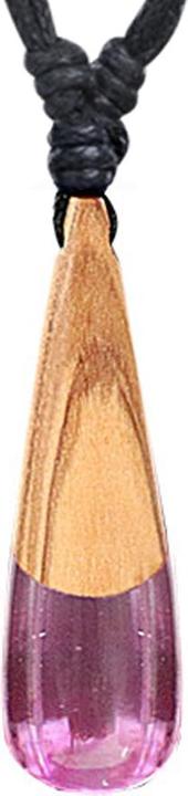 Produktbild Star Piercing Halskette schwarz Anhänger Kegel zweifarbig Epoxy gelb und pink aus Olivenholz (Organisch, ohne Messing)
