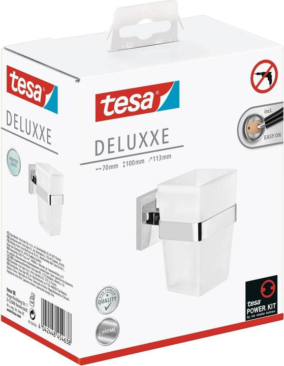 Actual product image tesa DELUXXE toothbrush tumbler incl. adhesive solution without drilling (9 x 13.5 x 18 cm)