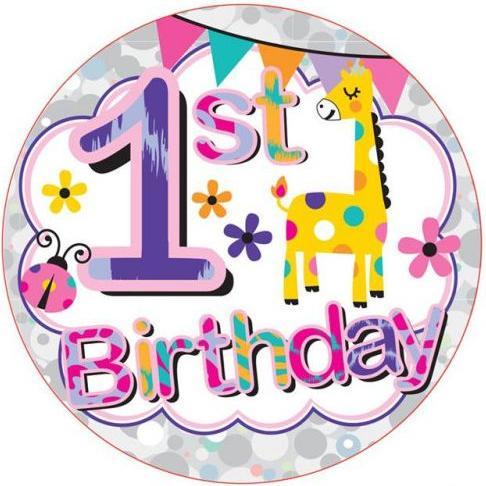 Actual product image Kaleidoscope Giraffe 1st Birthday Badge