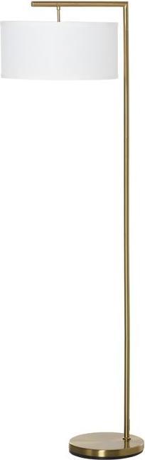 Produktbild Swisshandel24 Stehlampe Stehleuchte E27 Sockel für Wohnzimmer Schlafzimmer Büro Metall Stahl Leinen Gold+Weiss 47x (E27)
