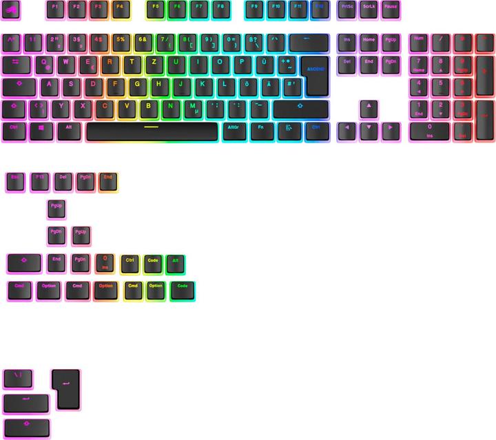 Glorious Aura V3 Keycaps, ISO Layout (DE), PBT, Doubleshot - Black