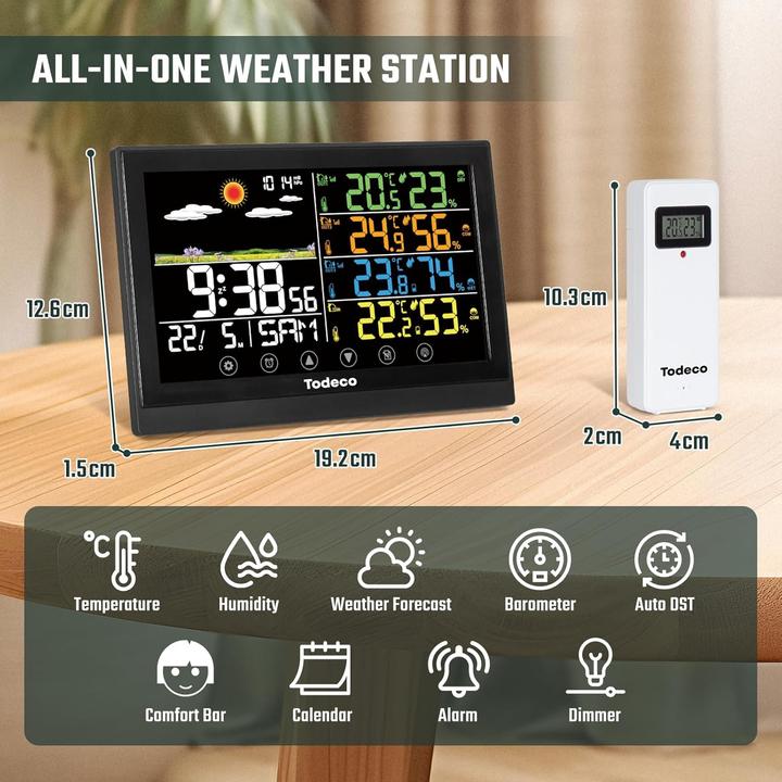 Produktbild Todeco Funk-Wetterstation mit 3 Aussensensoren