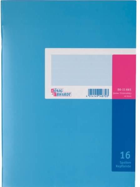 Actual product image König & Ebhardt Column book DIN A4 light blue/magenta 16 columns 40 sheets (40 x)