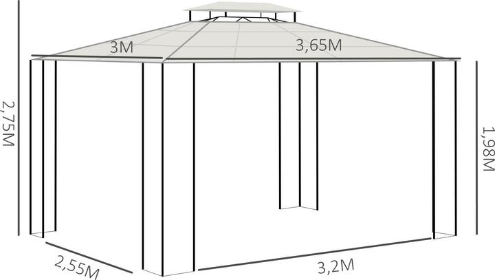 Produktbild Outsunny Pavillon mit Polycarbonatplatten-Dach (300 cm, 320 cm)