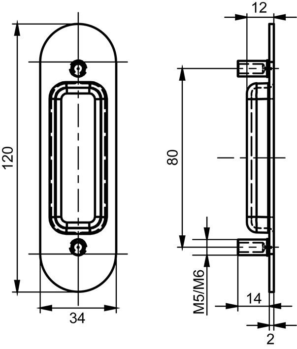 Actual product image Glutz Shell handles for lifting sliding door handles 56500/56501 (Door handle)