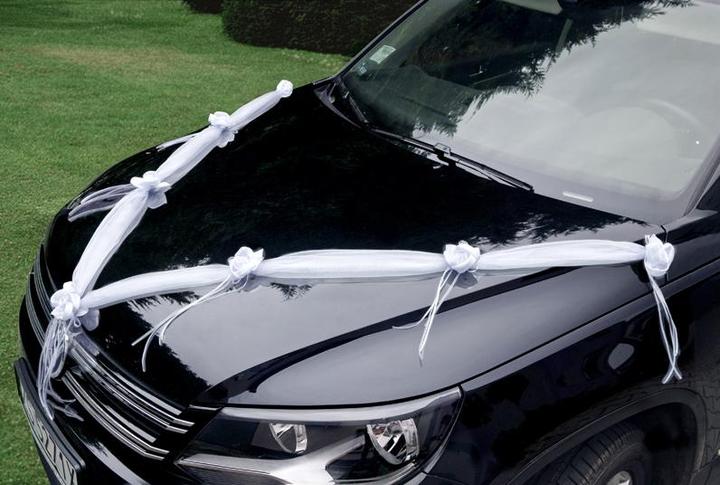 Immagine prodotto Partydeco Accessori per feste Decorazione auto Organza 1,8 m, 2 pezzi, bianco