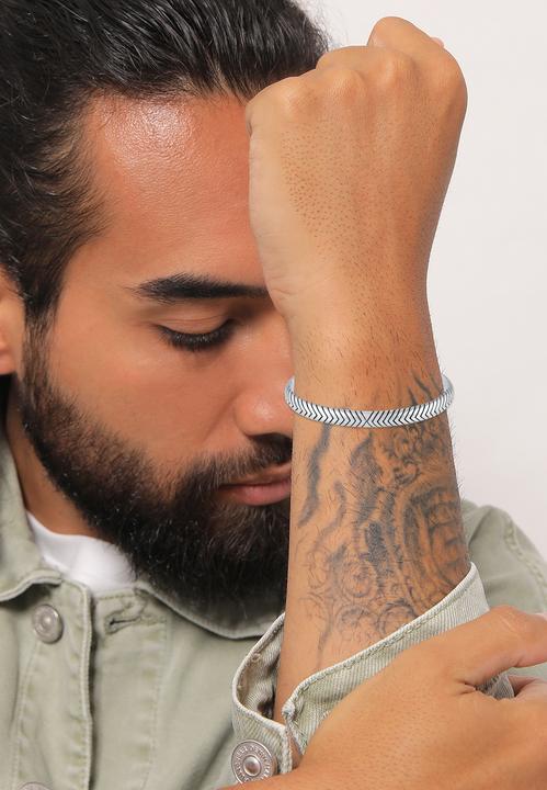 Actual product image Kuzzoi Bracelet Men's Bangle Oxidised Open Basic 925 Silver (19 cm, 925 sterling silver)