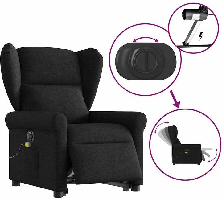 Produktbild VidaXL Elektrischer Massagesessel mit Aufstehhilfe Schwarz Stoff