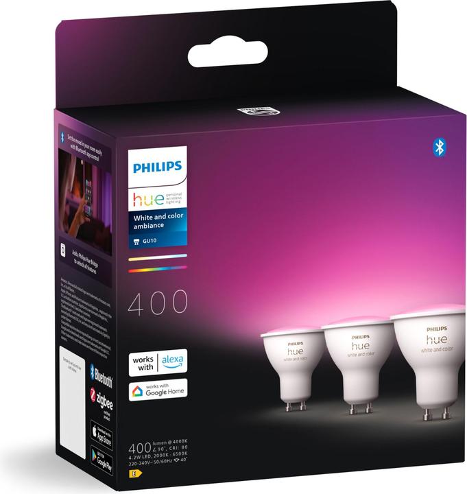 Image du produit Philips Hue White & Color Ambiance (GU10, 4.20 W, 400 lm, 3 x, E)