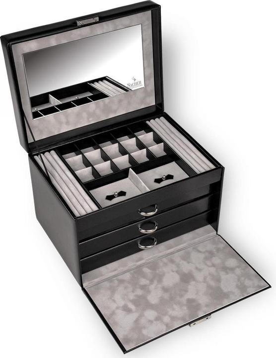 Sacher M8.002.010421 - Schmuckkoffer für Ringe Victoria vario schwarz Leder