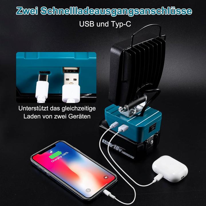 Actual product image ‎Sentoo Kabellose LED-Arbeitsleuchte für Makita 18V (4800 lm)
