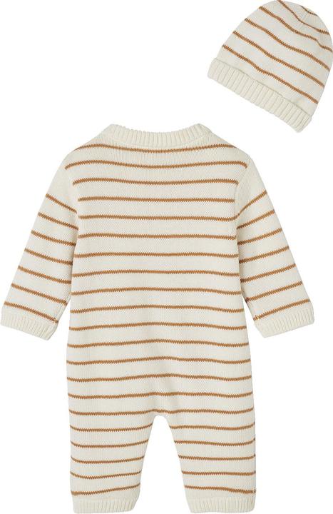 Vertbaudet Baby-Set aus gestreiftem Strick: Overall & Mütze