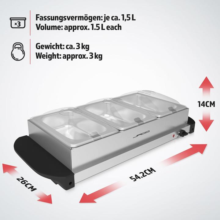 Produktbild Jago Buffetwärmer, 3 Behälter / 3 x 1.5L (4.5L)