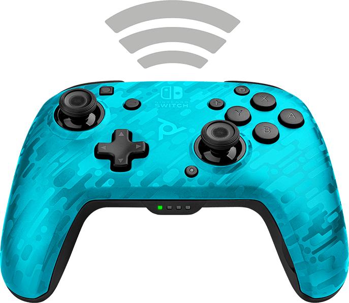 Produktbild PDP Faceoff Wireless Deluxe Controller - Neon Blue Camo (Switch)