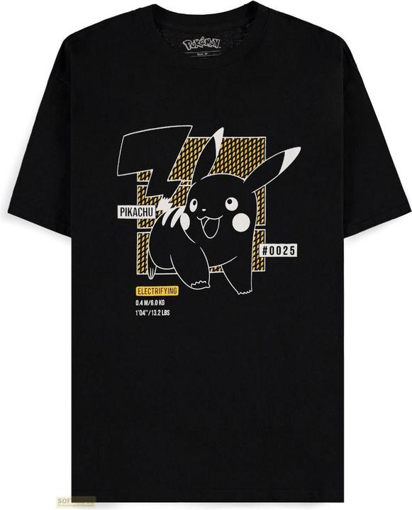 Difuzed Pokemon T-Shirt Black Pikachu Line-art Grösse XXL (XXL)