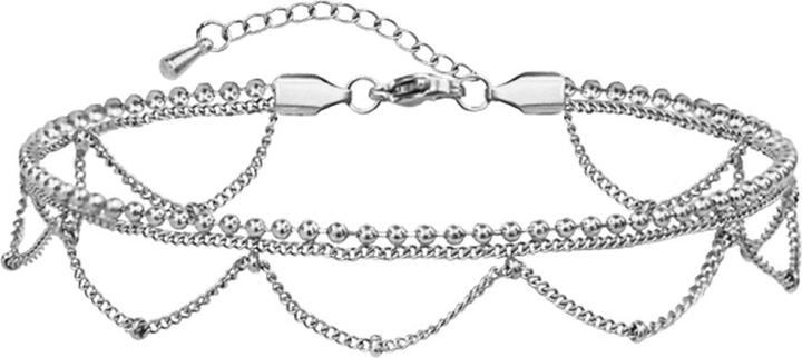 Star Piercing Fusskette silber Kugeln und Wellen (without brass, Surgical steel 316L)