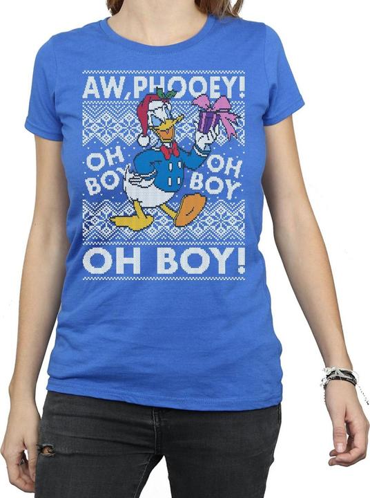 Actual product image Disney Womens/Ladies Donald Duck Christmas Fair Isle Cotton T-Shirt (L)