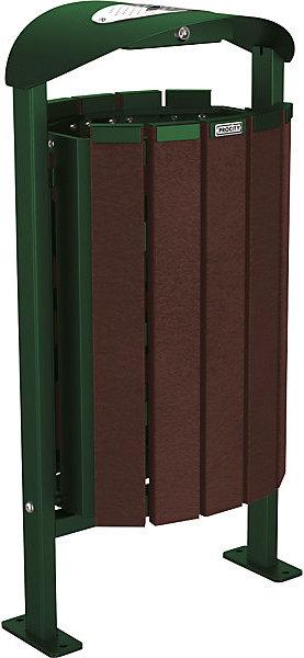 Image du produit SPL Corbeille à déchets SILAOS® avec cendrier, acier / plastique recyclé, platine (50 l)
