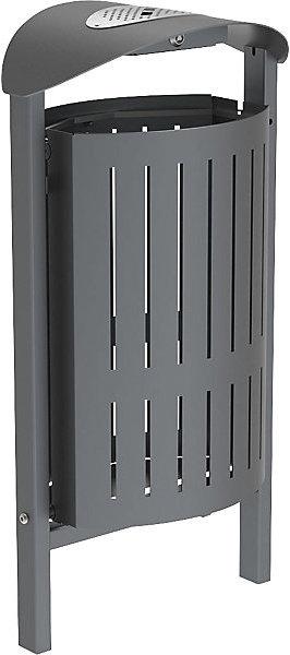 Actual product image SPL SILAOS® waste basket with ashtray, steel/sheet metal, for concreting in, grey. (50 l)