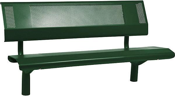 Actual product image SPL OSLO bench made of steel, seat height 450 mm, moss green, with back rest.