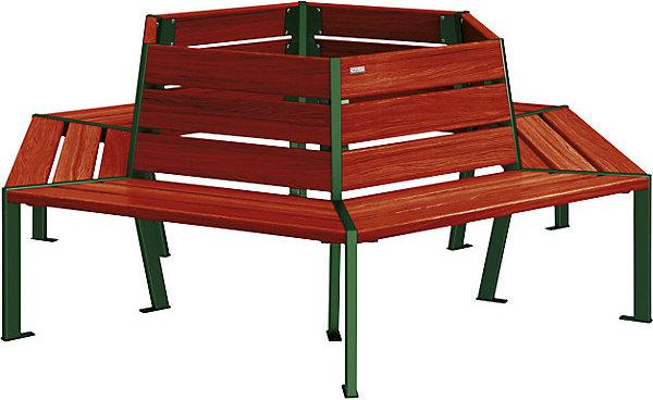 SPL SILAOS® tree bench, height 821 mm, length 1929 mm, moss green RAL 6005