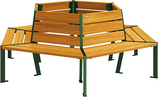 SPL SILAOS® tree bench, height 821 mm, length 1929 mm, moss green RAL 6005, light