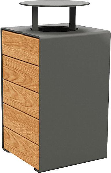Actual product image SPL KUBE waste basket with lid, capacity 120 l, grey/oak. (120 l)