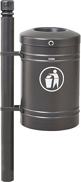SPL Poubelle d'extérieur GUSTAVIA, capacité 40 l, avec potelet latéral, gris. (40 l)